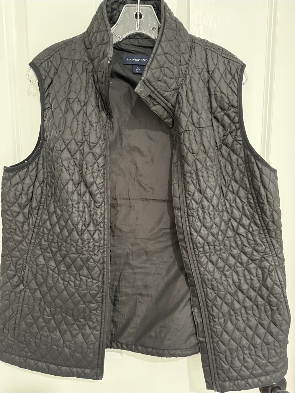 Lands' End Men's Quilted Black Vest